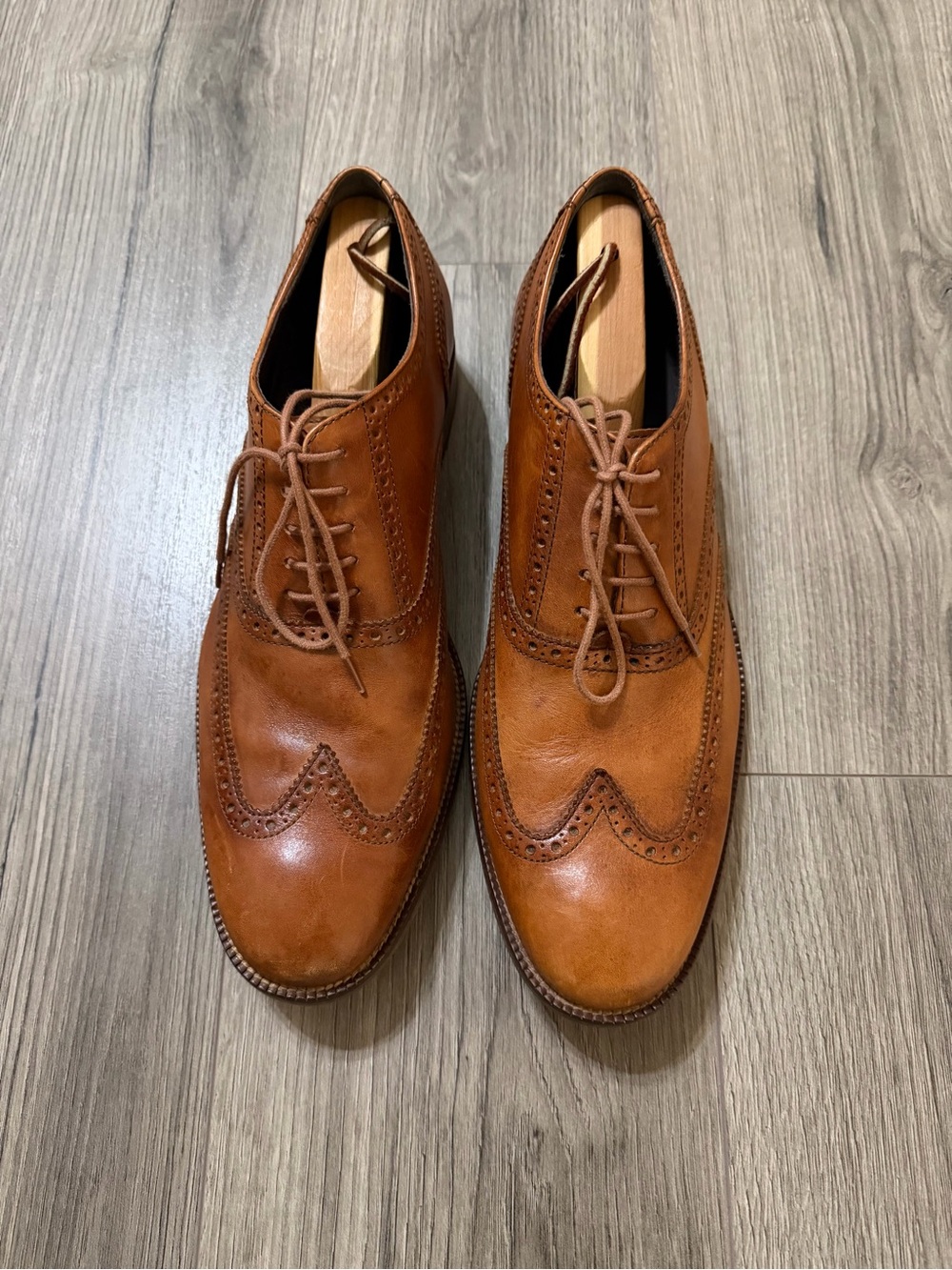 Cole Haan Tan Leather Wingtip Oxfords